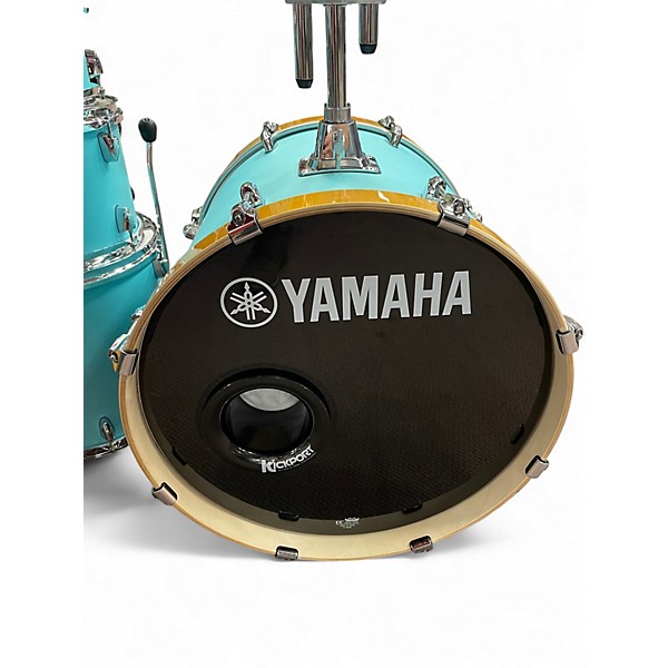 Used Yamaha 5 Piece Stage Custom Surf Matte Green & Natural Drum Kit
