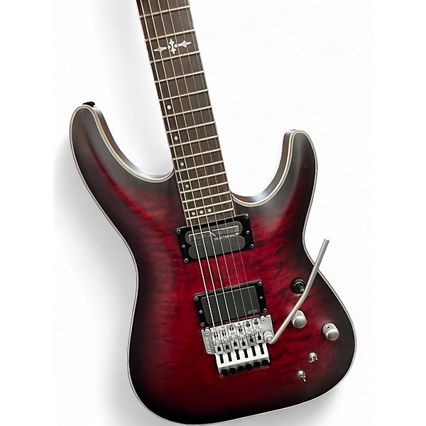 Used Schecter Guitar Research C1 Floyd Rose Platinum Crimson Red Burst Solid Body Electric Guitar