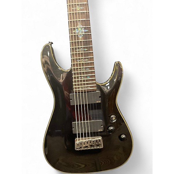 Used Schecter Guitar Research Damien Elite 8 String Black Solid Body Electric Guitar