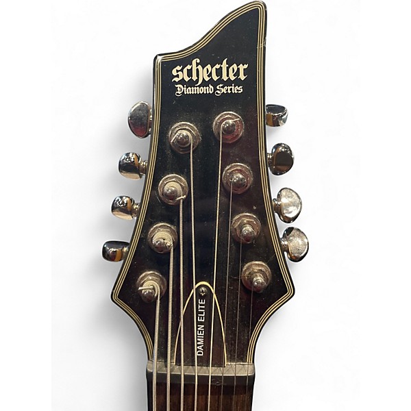 Used Schecter Guitar Research Damien Elite 8 String Black Solid Body Electric Guitar