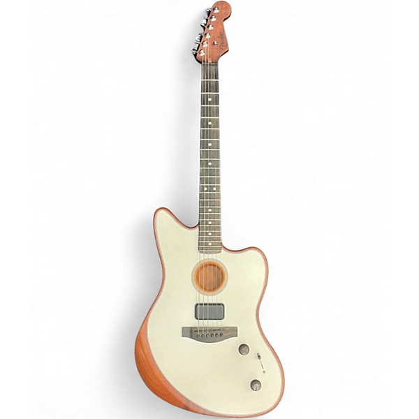 Used Fender AMERICAN ACOUSTASONIC JAZZMASTER White Acoustic Electric Guitar