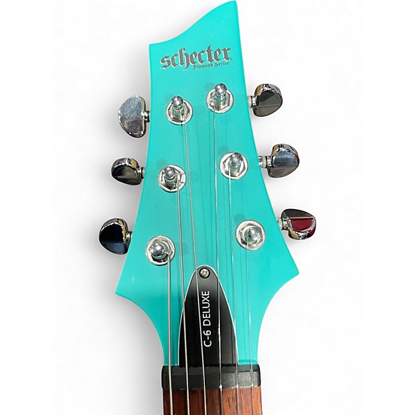 Used Schecter Guitar Research C-6 DELUXE AQUA Solid Body Electric Guitar