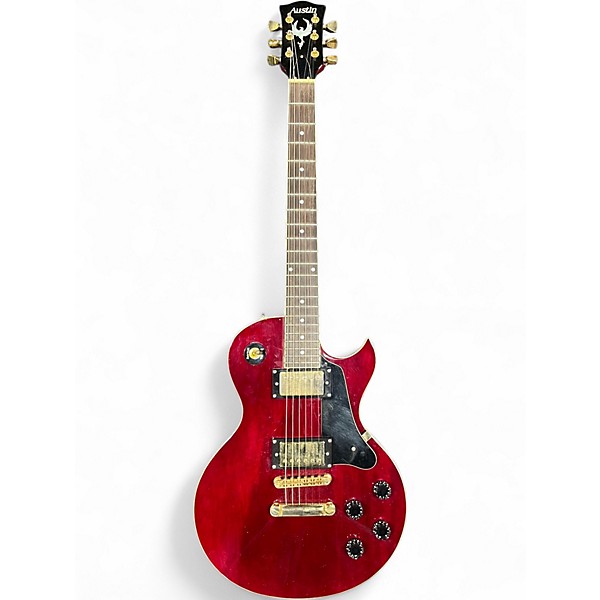 Used Austin Single Cutaway LP Style Wine Red Solid Body Electric Guitar