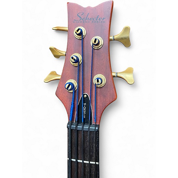Used Schecter Guitar Research Stiletto Studio 5 String Honey Satin Electric Bass Guitar