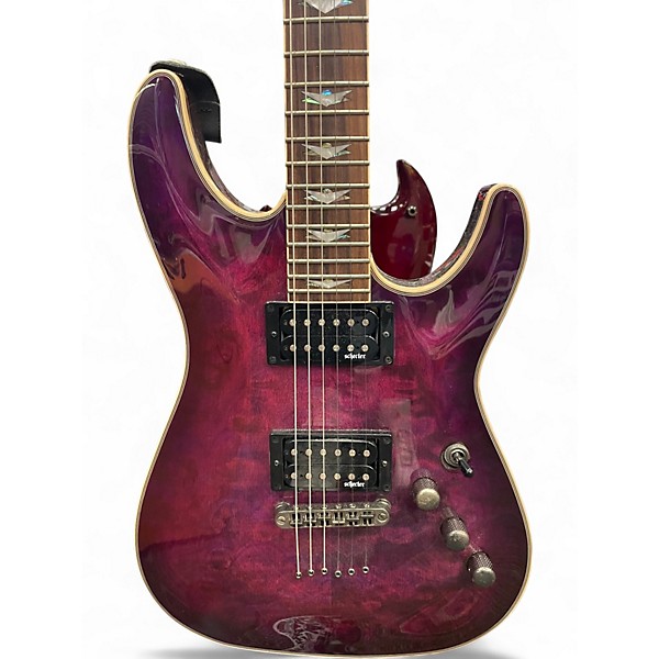 Used Schecter DIAMOND OMEN EXTREME Quilted Magenta Solid Body Electric Guitar