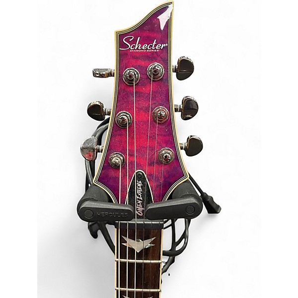 Used Schecter DIAMOND OMEN EXTREME Quilted Magenta Solid Body Electric Guitar