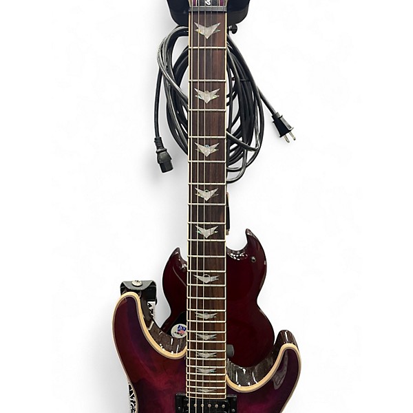 Used Schecter DIAMOND OMEN EXTREME Quilted Magenta Solid Body Electric Guitar