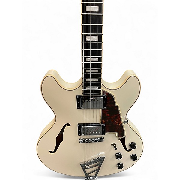 Used D'Angelico DAPDCCMPCTCB Pearl White Hollow Body Electric Guitar