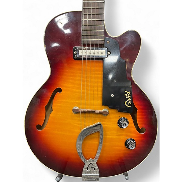 Vintage 1972 Guild 65sb 2 Color Sunburst Hollow Body Electric Guitar