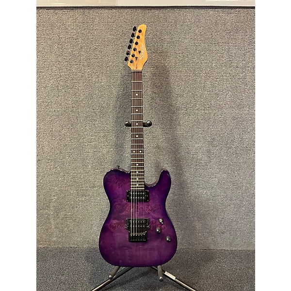 Used Schecter Guitar Research Diamond Series PT Standard Purple Burst Burl Solid Body Electric Guitar