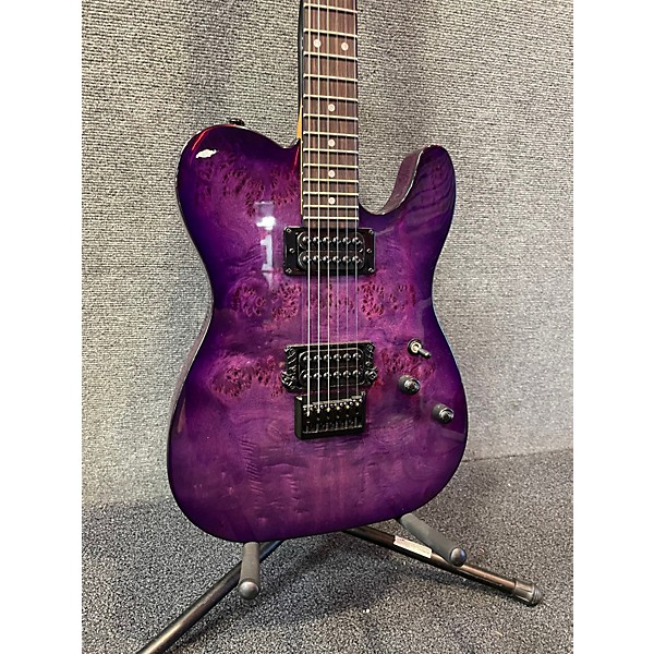 Used Schecter Guitar Research Diamond Series PT Standard Purple Burst Burl Solid Body Electric Guitar