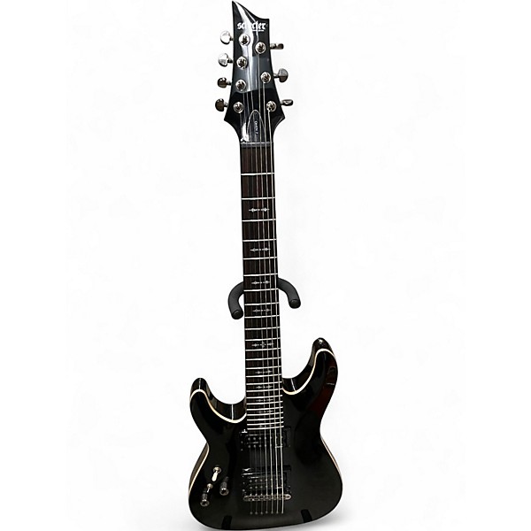 Used Schecter Guitar Research Omen 7 Left Handed Black Solid Body Electric Guitar