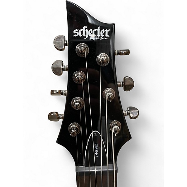 Used Schecter Guitar Research Omen 7 Left Handed Black Solid Body Electric Guitar