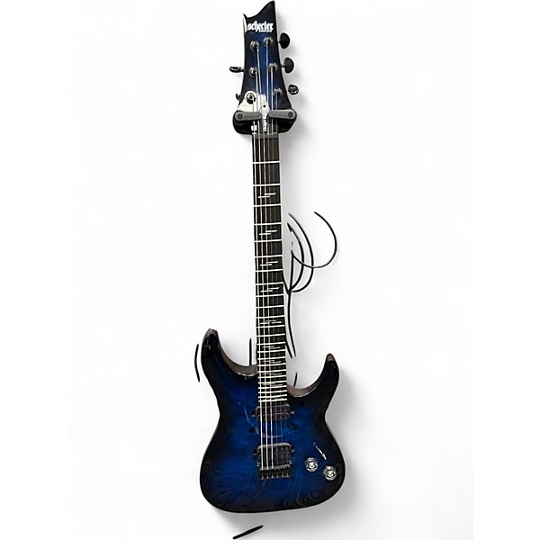 Used Schecter Guitar Research Omen elite See-Thru Blue Burst Solid Body Electric Guitar