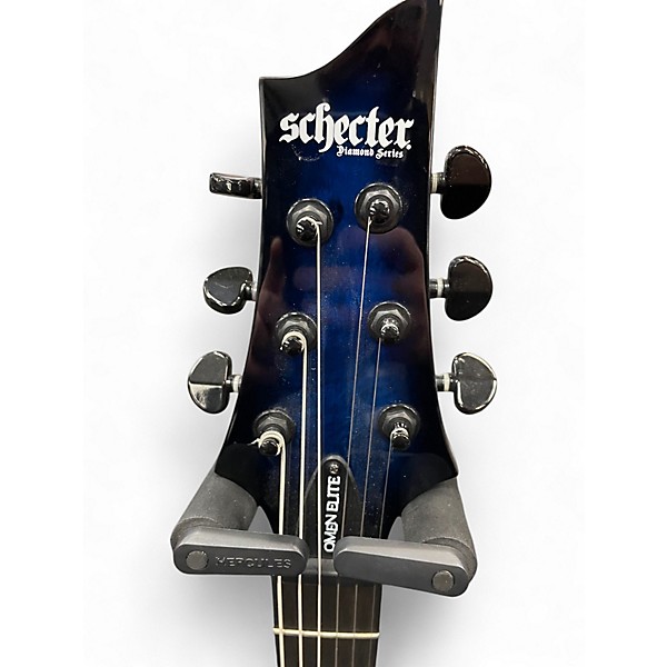 Used Schecter Guitar Research Omen elite See-Thru Blue Burst Solid Body Electric Guitar