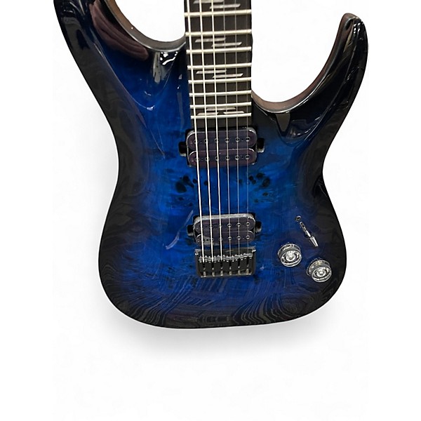 Used Schecter Guitar Research Omen elite See-Thru Blue Burst Solid Body Electric Guitar