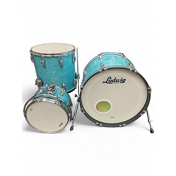 Used Ludwig 3 Piece Classic Maple Glacier Blue Drum Kit