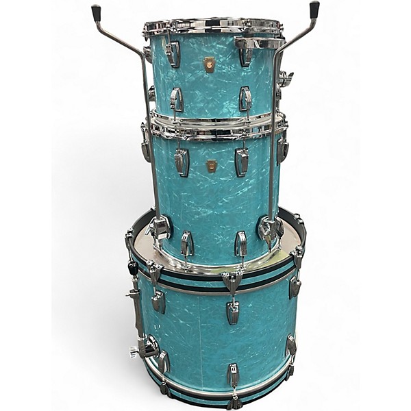 Used Ludwig 3 Piece Classic Maple Glacier Blue Drum Kit