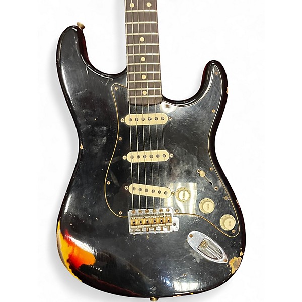 Used Fender Limited Dual Mag II Stratocaster Relic Black Solid Body Electric Guitar