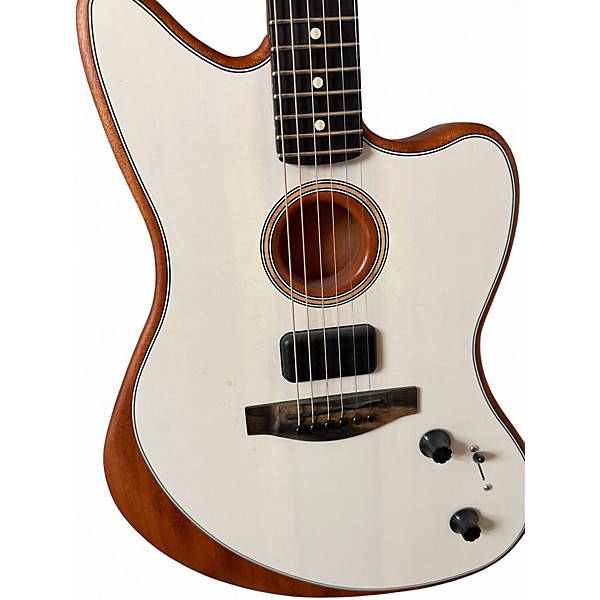 Used Fender Acoustasonic Jazzmaster Antique White Acoustic Electric Guitar
