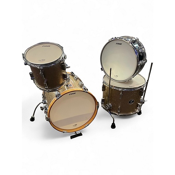 Used SONOR 4 Piece aq2 gold sparkle Drum Kit