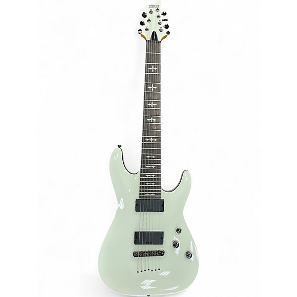 Used Schecter Guitar Research Demon 7 String White Solid Body Electric Guitar