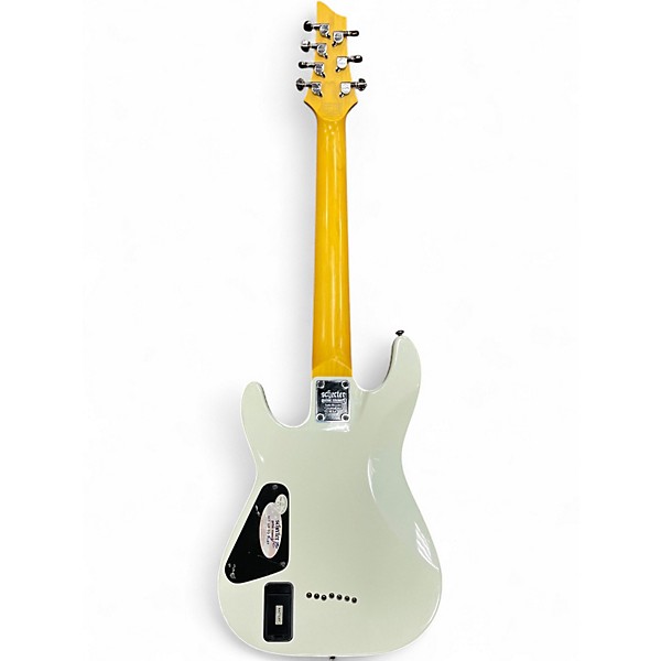 Used Schecter Guitar Research Demon 7 String White Solid Body Electric Guitar