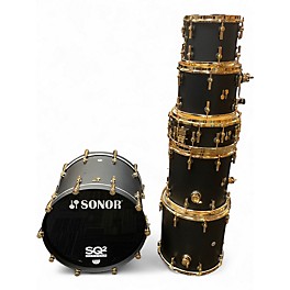 Used SONOR 6 Piece SQ2 MEDIUM MAPLE BLACK AND GOLD Drum Kit