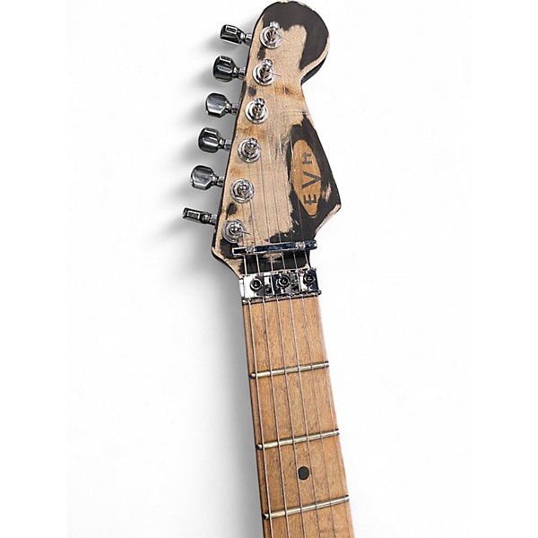 Used EVH Striped Series Frankie Red with Black and White Stripes Solid Body Electric Guitar