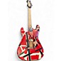 Used EVH Striped Series Frankie Red with Black and White Stripes Solid Body Electric Guitar