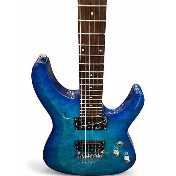 Used Schecter Guitar Research C6 Plus Ocean Blue Burst Solid Body Electric Guitar