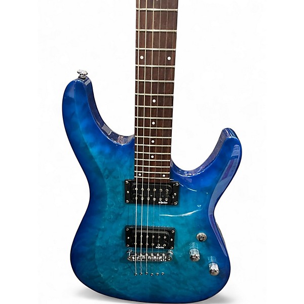 Used Schecter Guitar Research C6 Plus Ocean Blue Burst Solid Body Electric Guitar