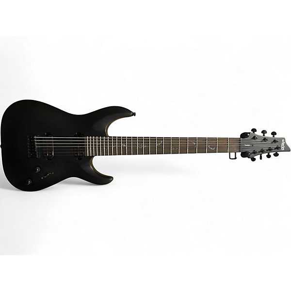 Used Schecter Guitar Research Damien 7 String Black Solid Body Electric Guitar