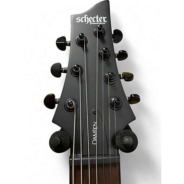 Used Schecter Guitar Research Damien 7 String Black Solid Body Electric Guitar