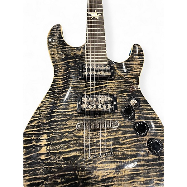 Used Schecter Guitar Research EXOTIC STAR Black and Gold Solid Body Electric Guitar