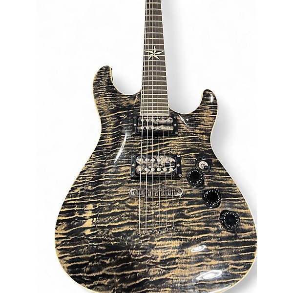Used Schecter Guitar Research EXOTIC STAR Black and Gold Solid Body Electric Guitar