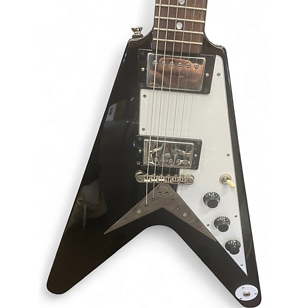 Used Epiphone 1958 Korina Flying V Black Solid Body Electric Guitar