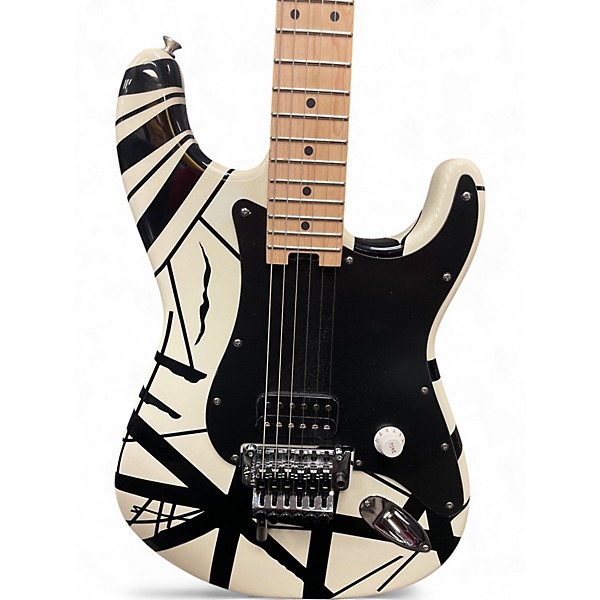 Used EVH Striped Series Black and White Solid Body Electric Guitar