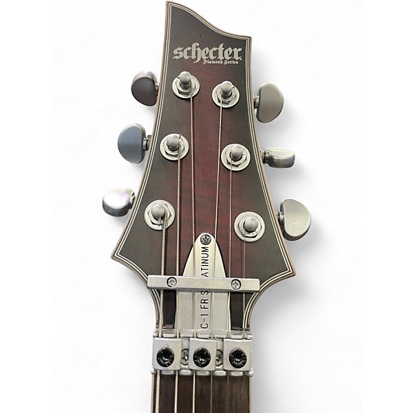 Used Schecter Guitar Research C1 Floyd Rose Platinum Satin Crimson Red Burst Solid Body Electric Guitar