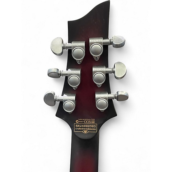 Used Schecter Guitar Research C1 Floyd Rose Platinum Satin Crimson Red Burst Solid Body Electric Guitar