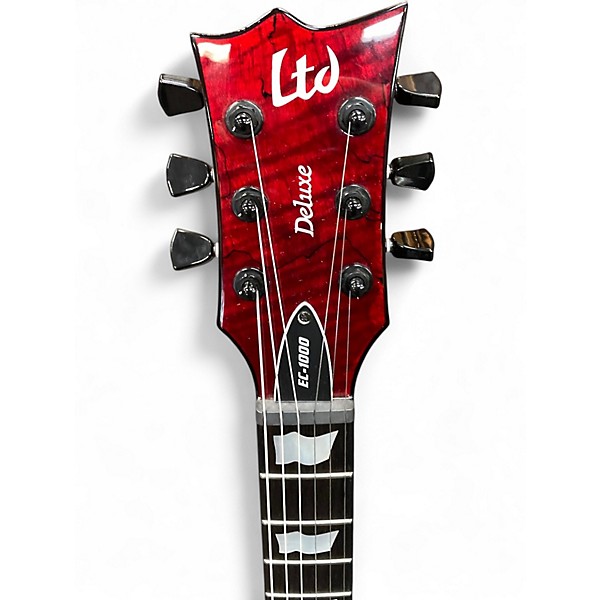 Used ESP LTD EC1000 Deluxe Transparent Red Solid Body Electric Guitar