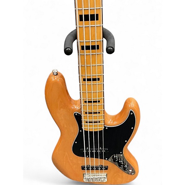 Used Squier Deluxe Jazz Bass Active V 5 String Natural Electric Bass Guitar