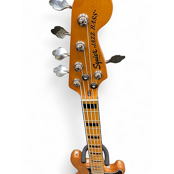 Used Squier Deluxe Jazz Bass Active V 5 String Natural Electric Bass Guitar