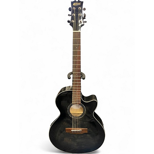 Used Mitchell MX430QAB Midnight Black Edge Burst Acoustic Electric Guitar