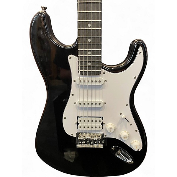 Used Donner Standard S-Style Black Solid Body Electric Guitar