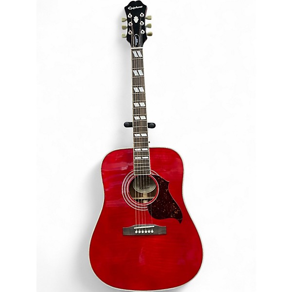 Used Epiphone Hummingbird Artist Red Acoustic Guitar