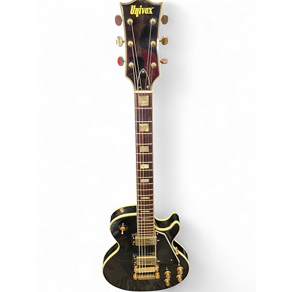 Vintage 1970s Univox LES PAUL LAWSUIT ERA Black and Gold Solid Body Electric Guitar