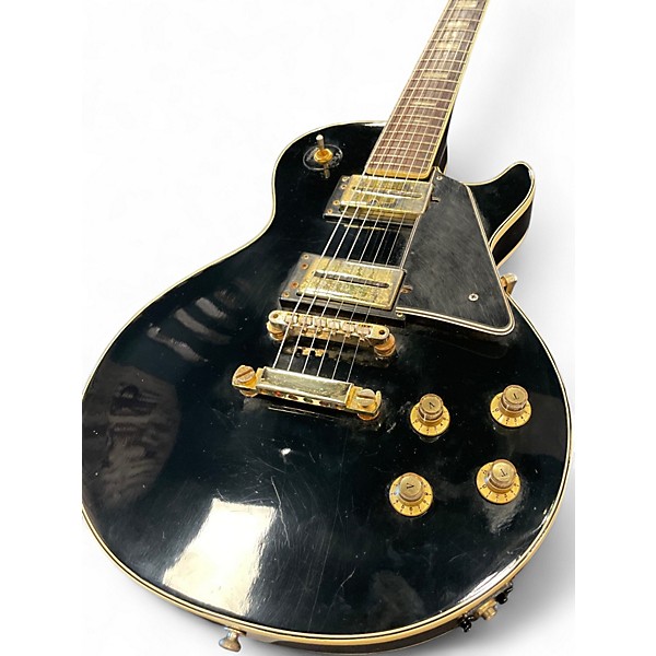 Vintage 1970s Univox LES PAUL LAWSUIT ERA Black and Gold Solid Body Electric Guitar