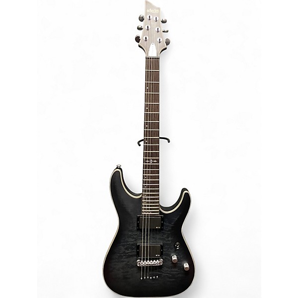 Used Schecter Guitar Research C1 Platinum Trans Black Solid Body Electric Guitar