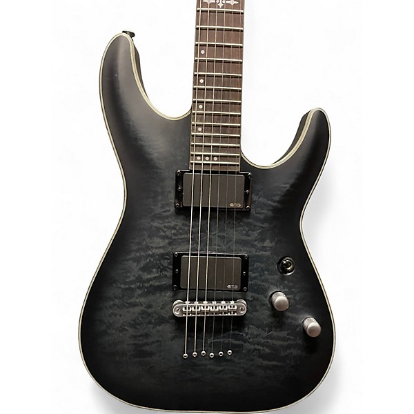 Used Schecter Guitar Research C1 Platinum Trans Black Solid Body Electric Guitar